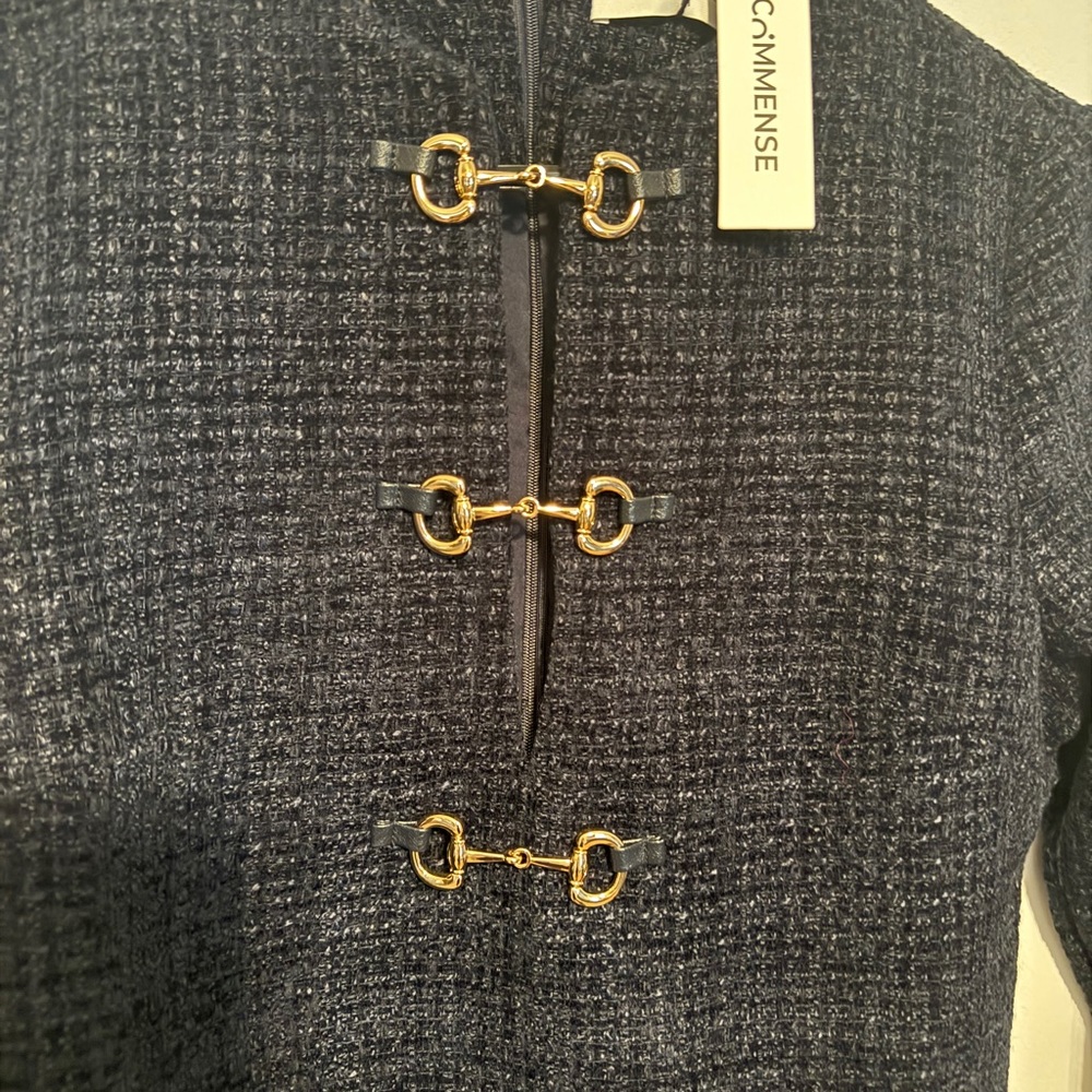 Commense Navy Long Sleeve Dress with Gold Details - Picture 4 of 4